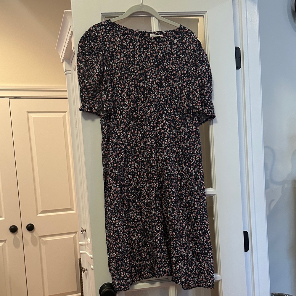 Velvet Navy and Pink Floral Dress